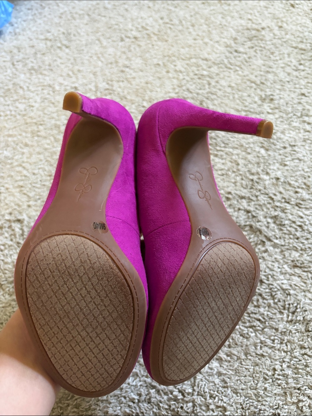 Jessica Simpson Magenta Suede Round-Toe Stiletto Pumps - Picture 3 of 5
